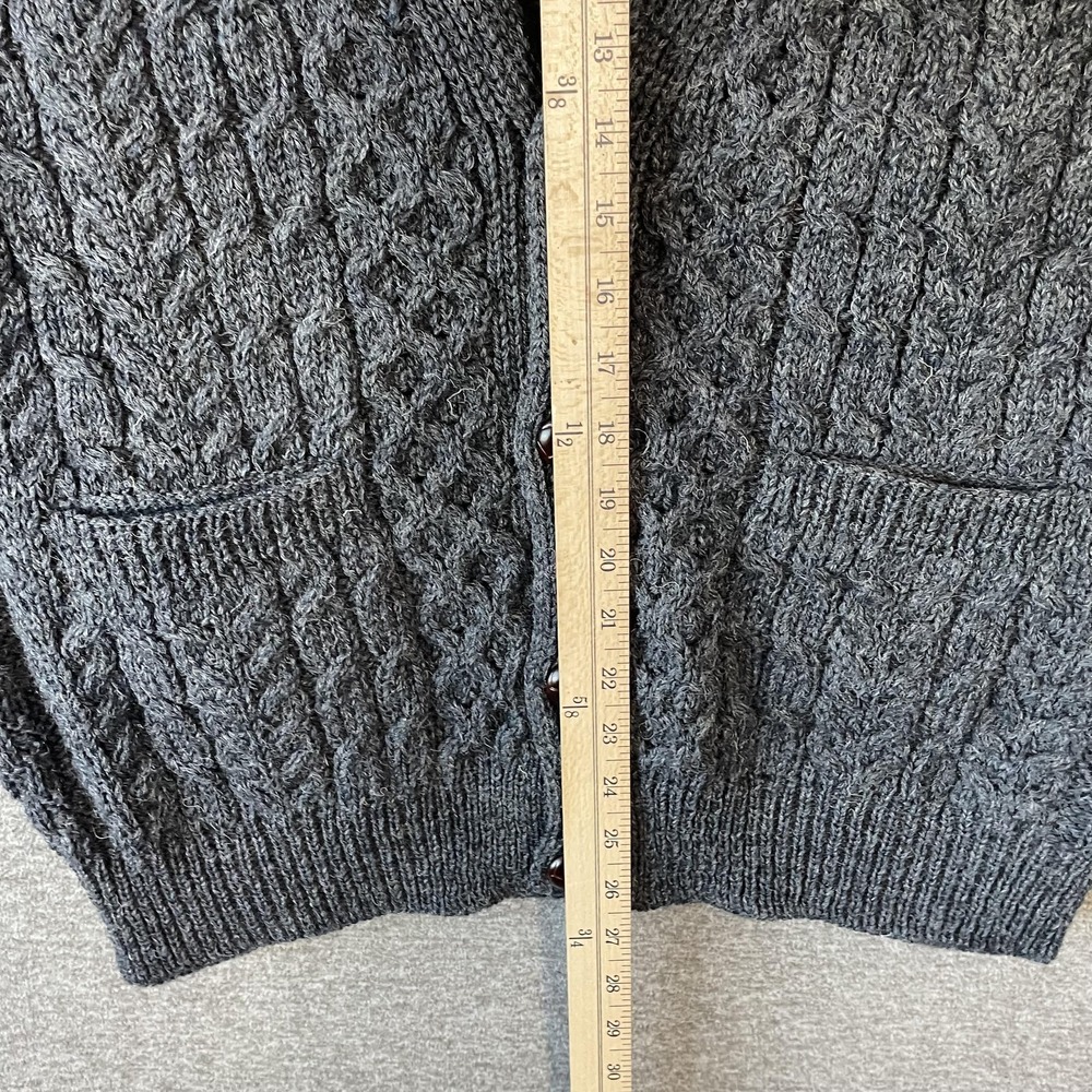 Carraig Donn Sweater Vest Mens Large Gray Wool V Neck Cable Knit Ireland Pockets - Picture 4 of 7